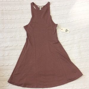 pink and black striped billabong dress